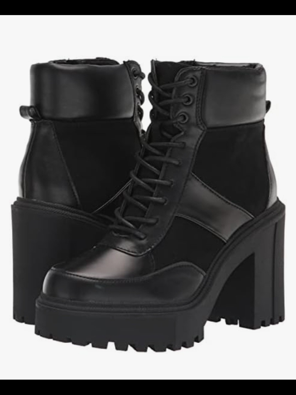 Madden Girl Black Lug Platform Lace-Up Ankle Boots